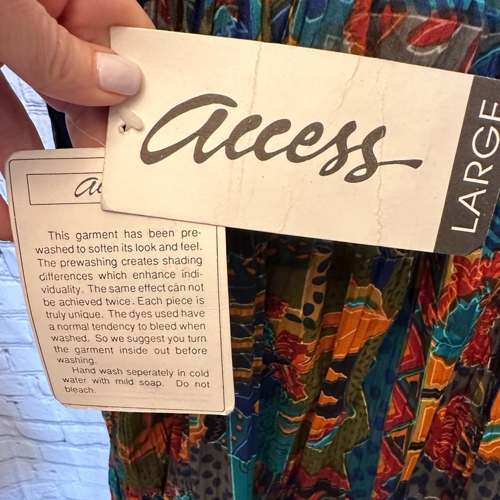 NWT Vintage! Access Tribal Print Crinkle Skirt multicolored size Large - Picture 6 of 12